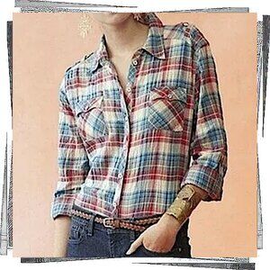 Red, Blue, Cream, n' Yellow "Fairweather" Plaid ButtonDown Top (2) by Postmark